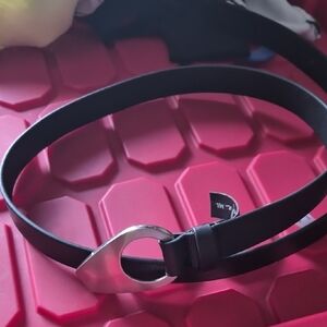 Black Leather Belt with Silver Buckle from monroe belt free people